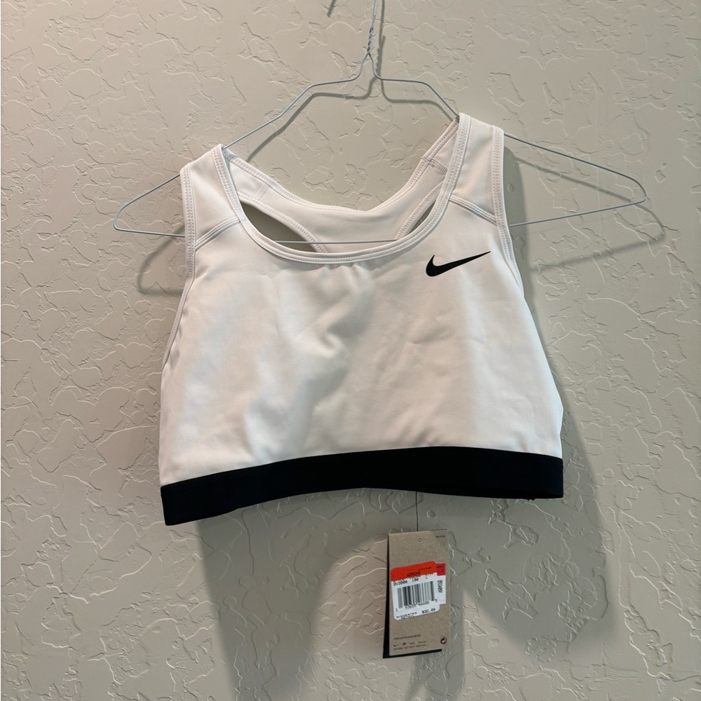 Nike Women's White and Black Sports Top